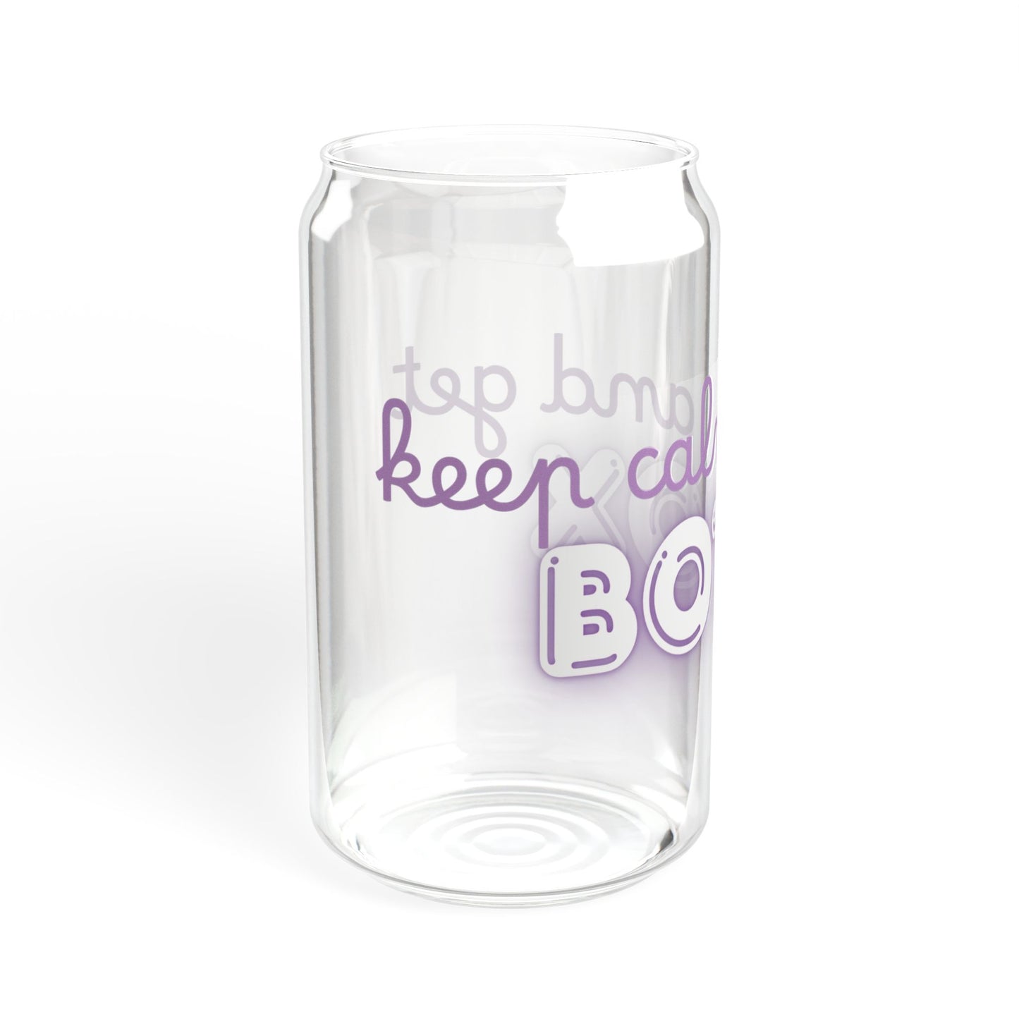 Keep Calm Sipper Glass 16oz - Purple