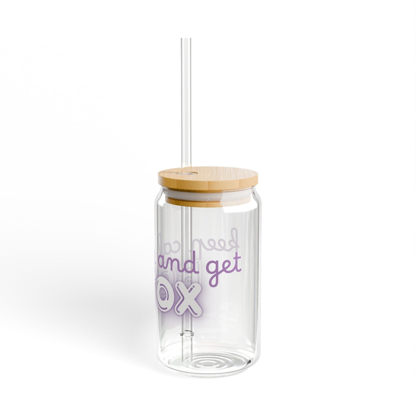Keep Calm Sipper Glass 16oz - Purple