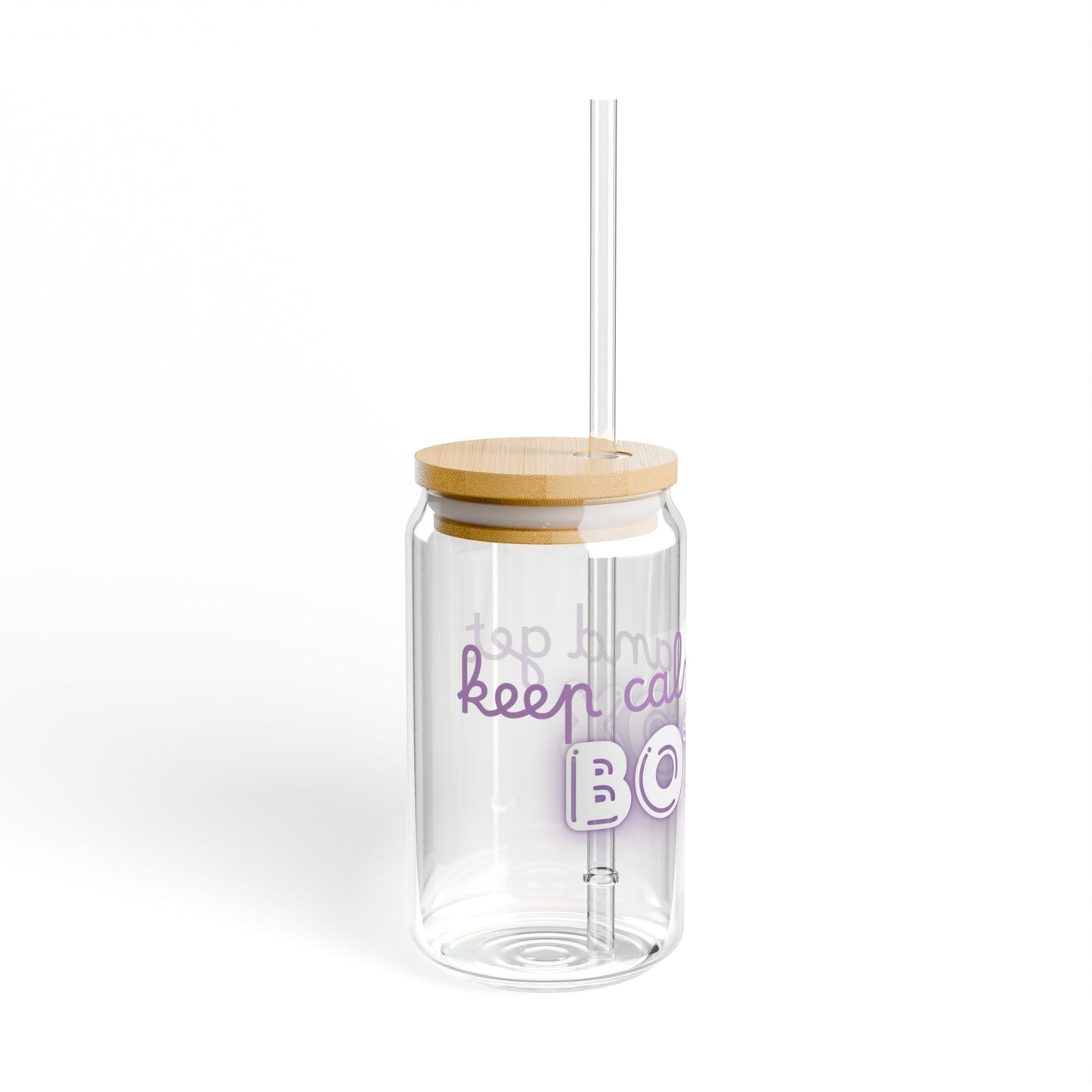 Keep Calm Sipper Glass 16oz - Purple