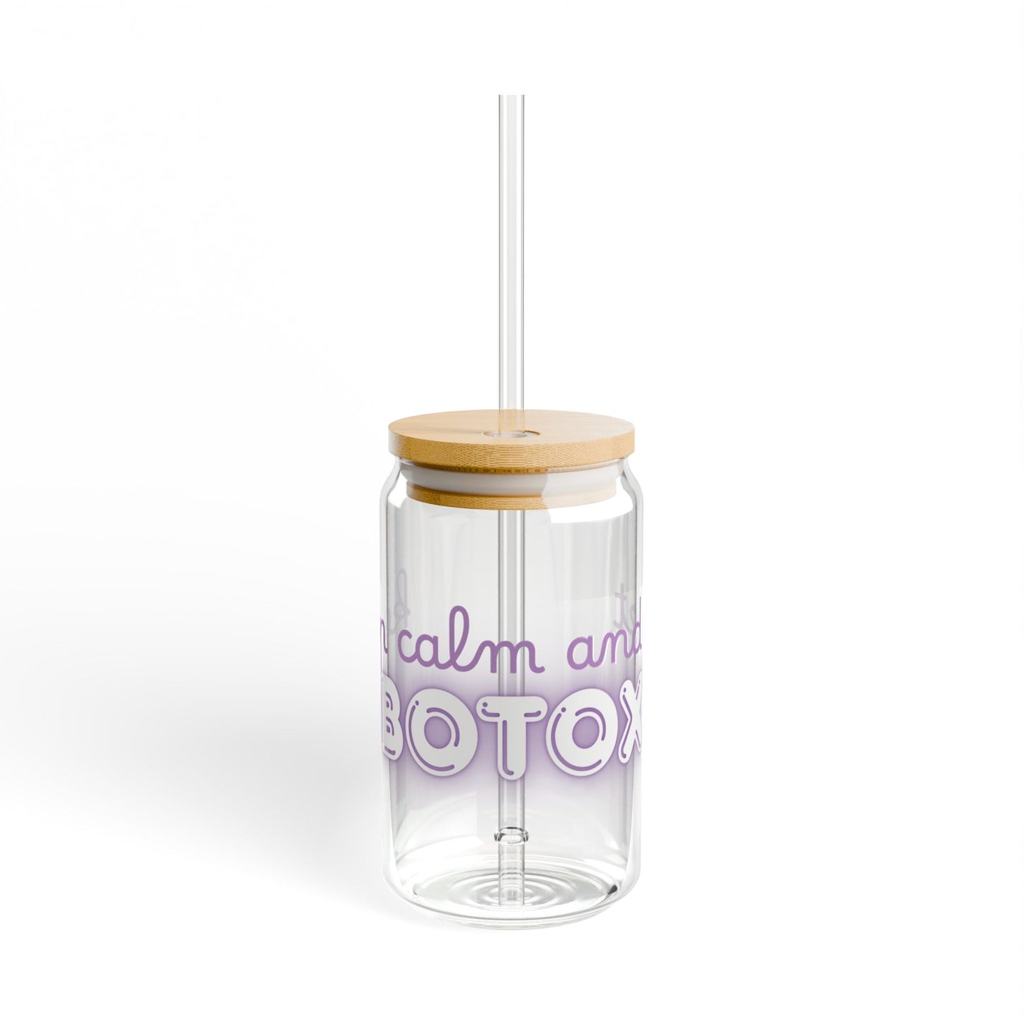 Keep Calm Sipper Glass 16oz - Purple
